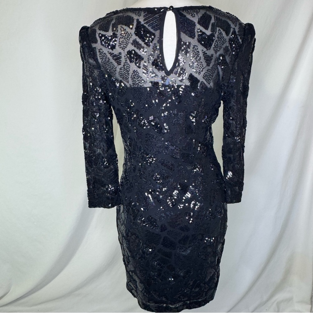Cache Black Sequin Long Sleeve Dress Women’s 6 - Picture 5 of 5